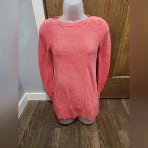 Ann Taylor Loft Sweater Women Size M Pink Pullover Ribbed Knit Long Sleeve
